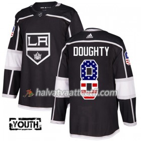 Miesten NHL Los Angeles Kings Pelipaita Drew Doughty 8 Adidas 2017-2018 Musta USA Flag Fashion Authentic